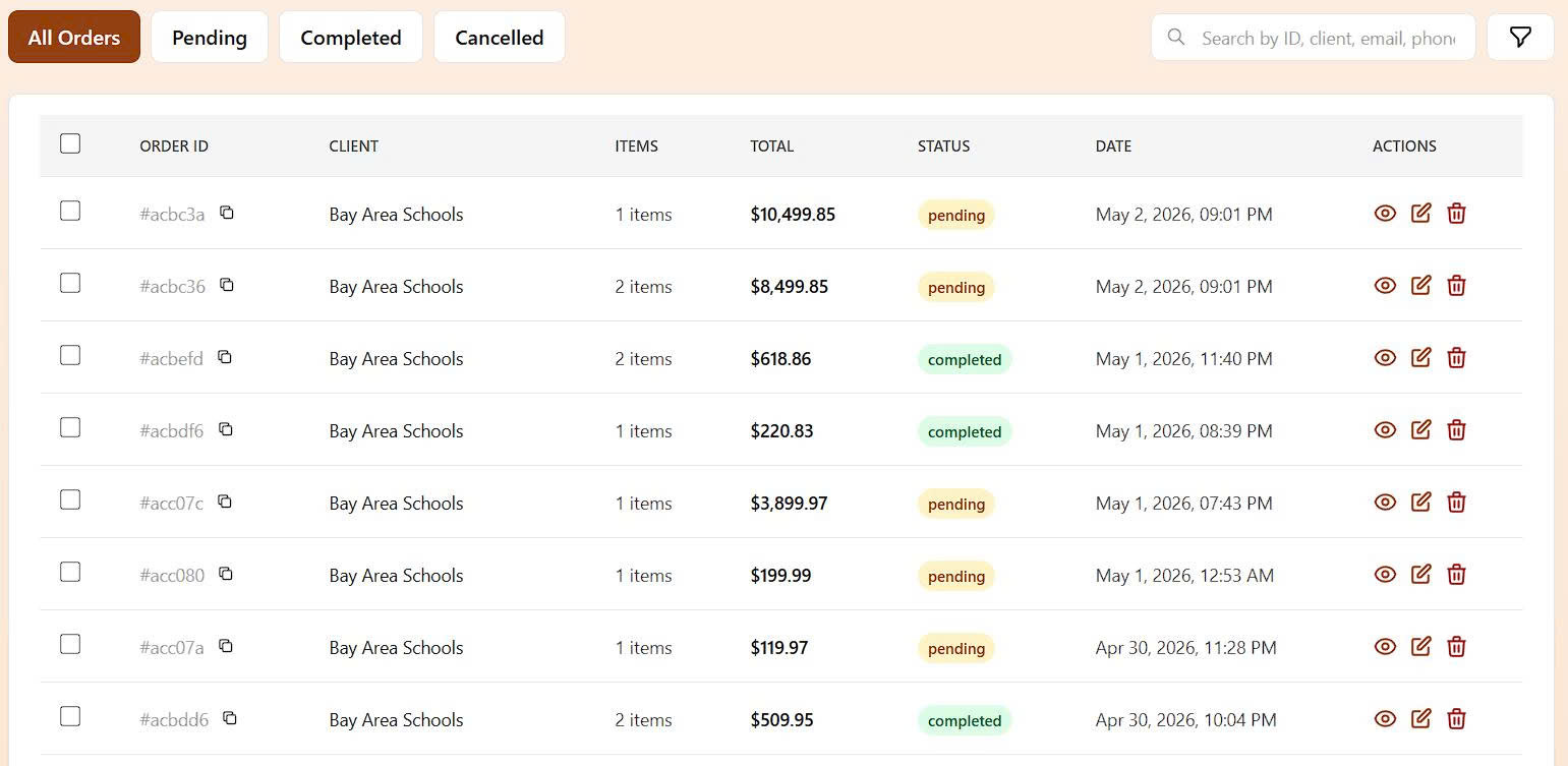 Mobile order history and audit timeline