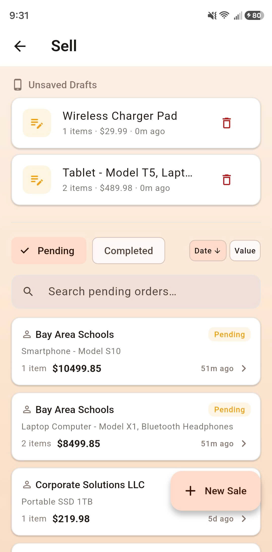 Mobile sales cart and checkout flow 2