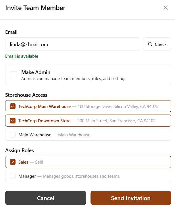 Team invitation and member status screenshot